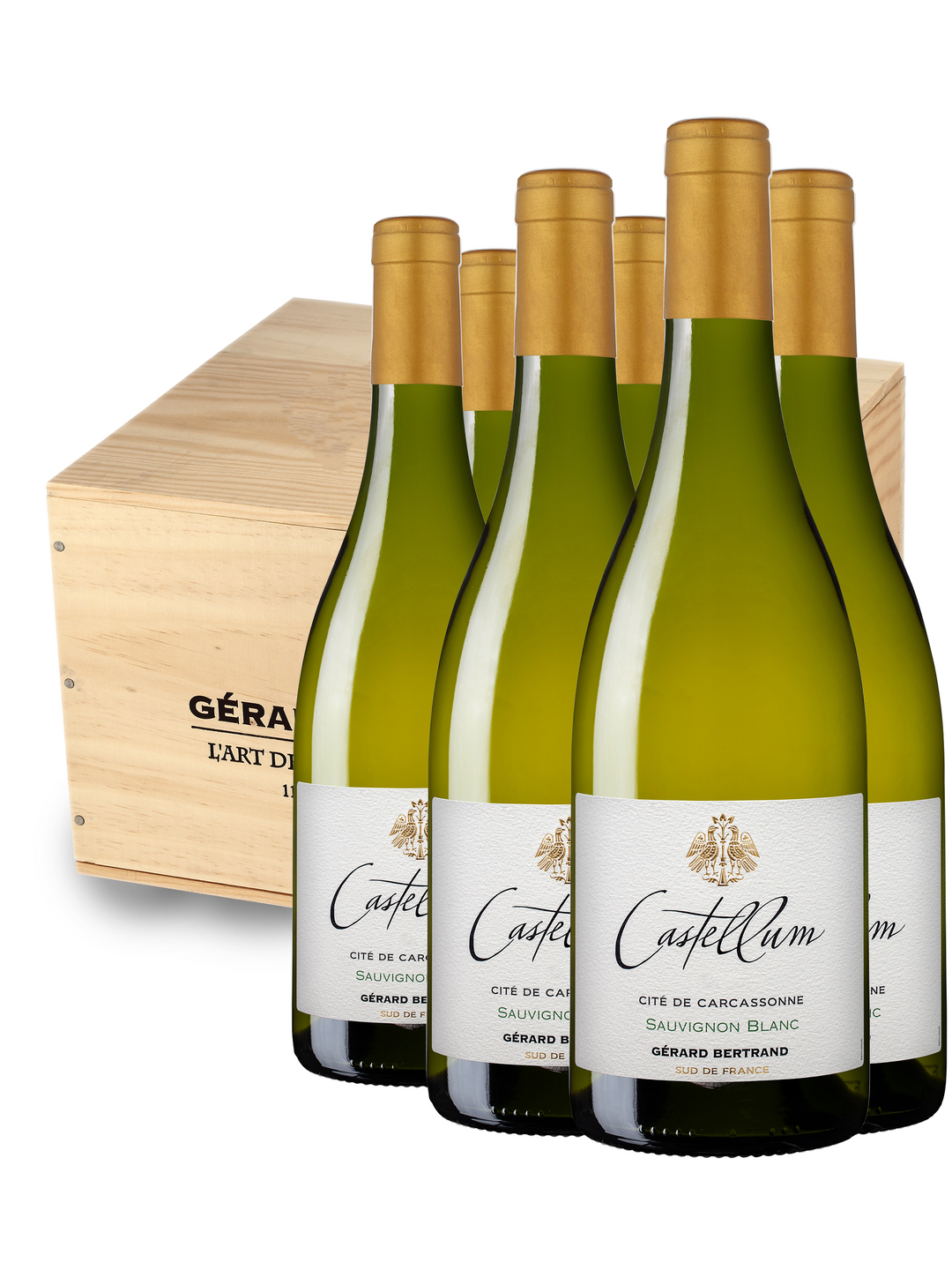 Castellum Sauvignon Blanc 2023 75cl Caisse Bois 6 Bouteilles